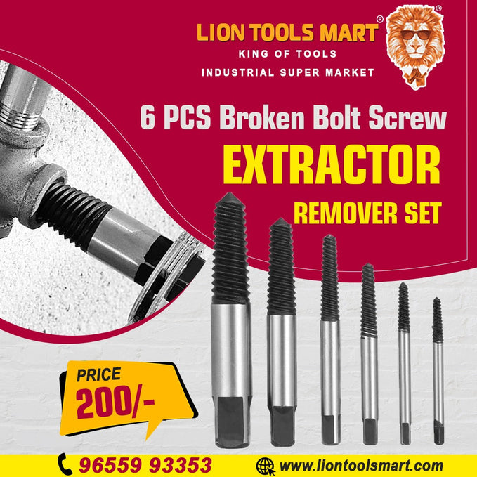 6 Pcs Broken Bolt Screw Extractor Remover Set: A Comprehensive Solution for Removing Stubborn Fasteners