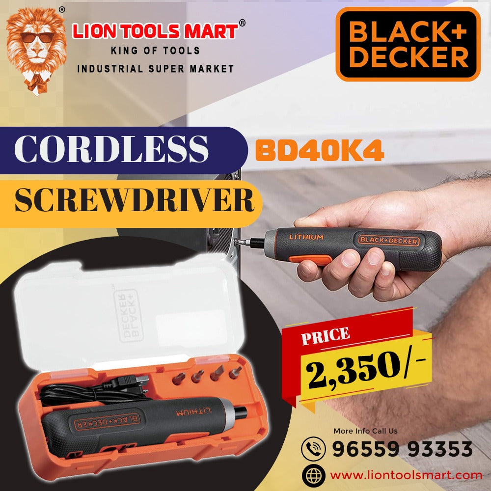 Black Decker BD40K4 4V Cordless Screwdriver: Compact Power for Various Tasks...