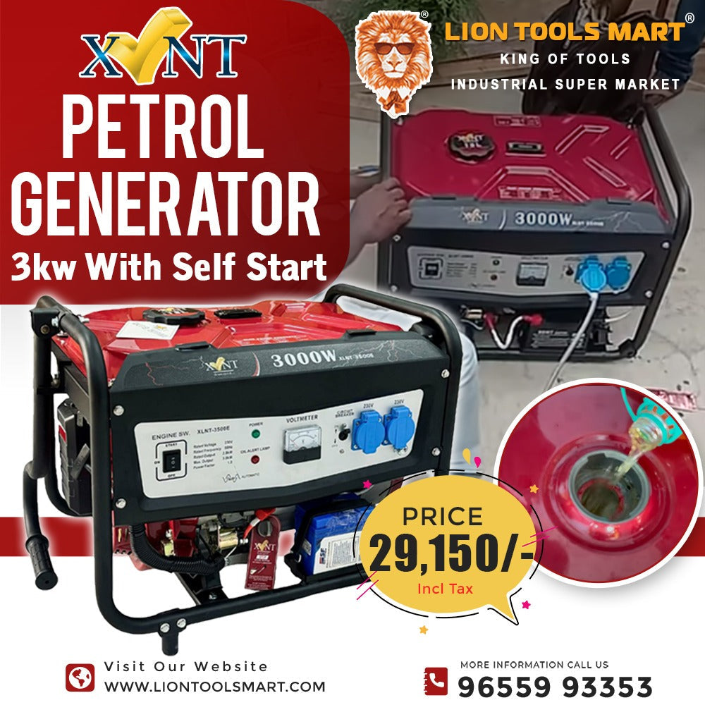 Reliable Power Generation: XLNT Petrol Generator 3kW with Self Start