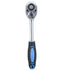 Ratchet wrench with blue handle on a white background
