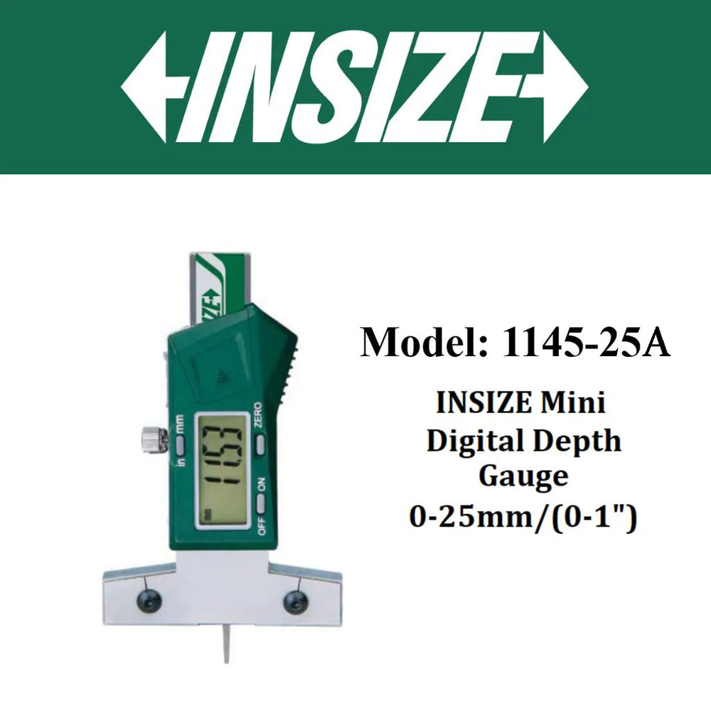 Insize Mini Digital Depth Gauges 0-25mm/0-1Inch 1145-25A | Precision Depth Measuring Instrument
