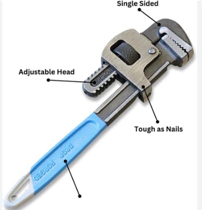 Taparia 8 Inch / 200mm Adjustable Pipe Wrench 1271 | Suitable for Pipe Dia. 6-20mm