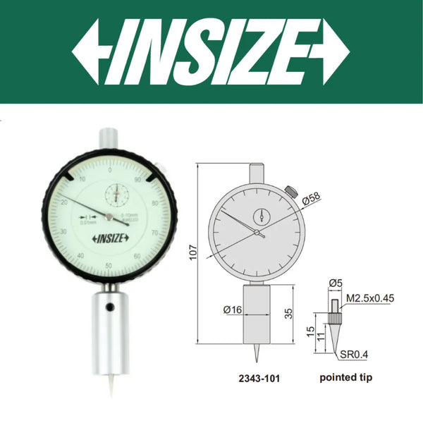 Insize Dial Depth Gauges 0-10mm 2343-101 | Precision Depth Measuring Instrument