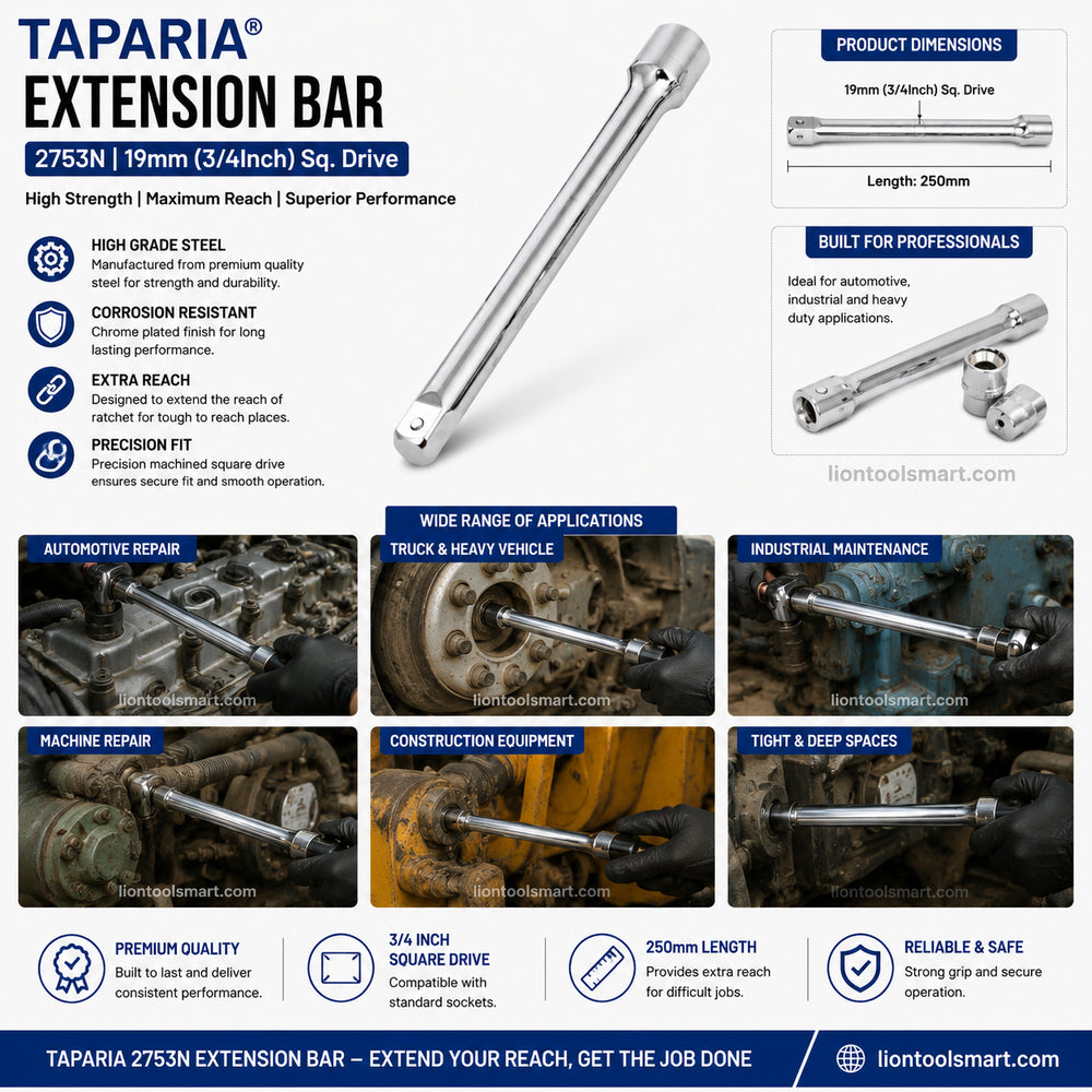 Taparia Extension Bar 2753N Socket Accessories | 19mm (3/4Inch) Sq. Drive