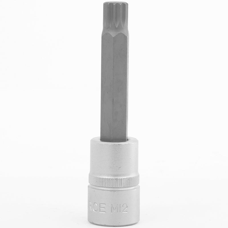 Force 1/2 Inch Drive Spline Socket Bit M12 x 100mm 34810012 | Triple Square XZN Bit Socket