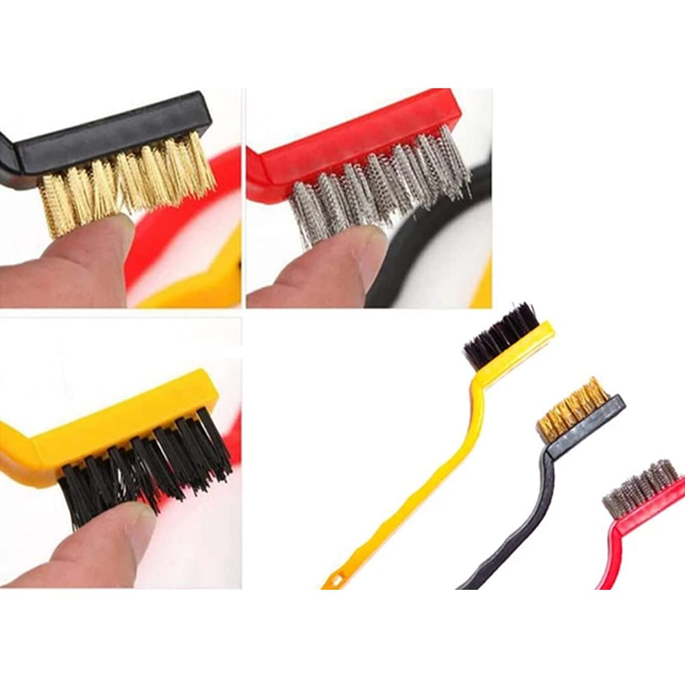 Lion 3Pc Wire Brush Set With Rubber Handle Small