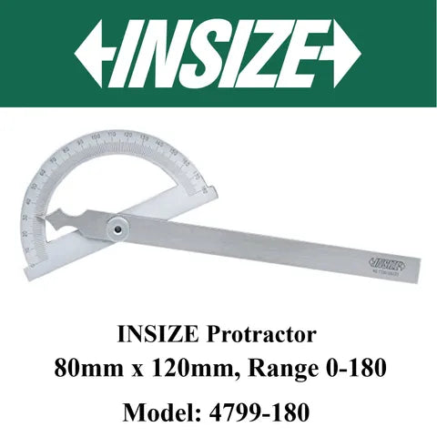 Insize Protractor Economic Type 0-180° 4799-180 | Precision Angle Measuring Tool for Engineering & Workshop Use