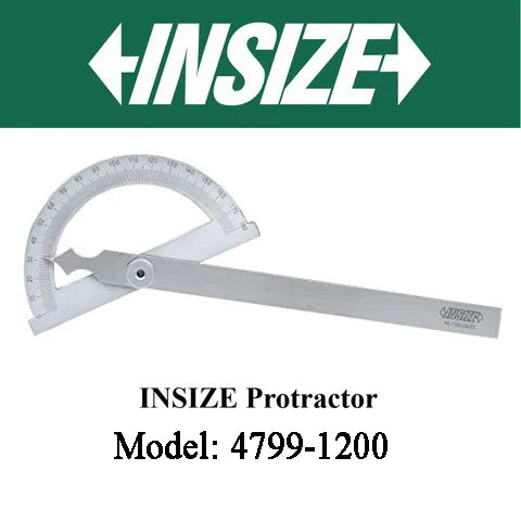 Insize Protractor Economic Type 0-180° 4799-1200 | Precision Angle Measuring Tool for Engineering & Workshop Use