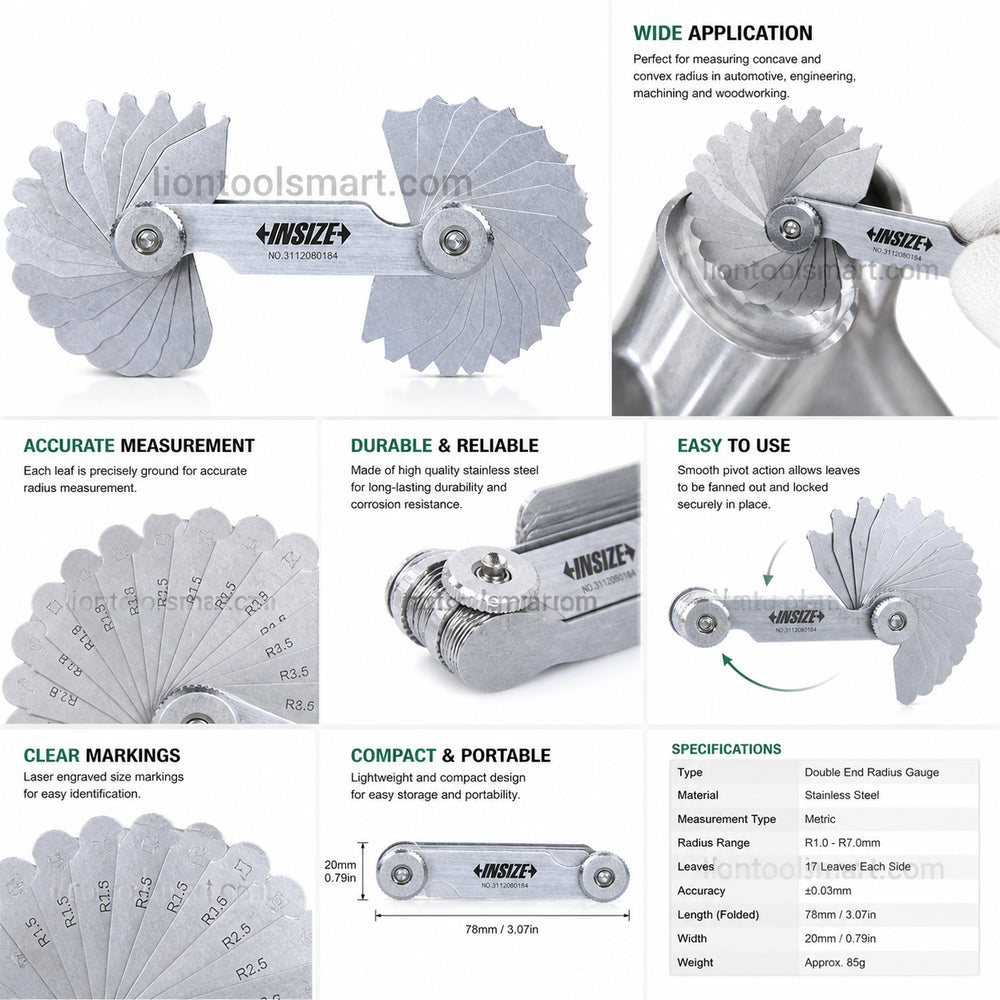 Insize Pitch Gauges (Low Accuracy) 0.4-7mm/4-42TPI 4820-552 | Thread Measuring Gauge