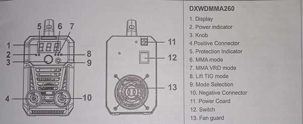 DEWALT WELDING MACHINE MMA/ LIFT TIG 260A DXWDMMA260