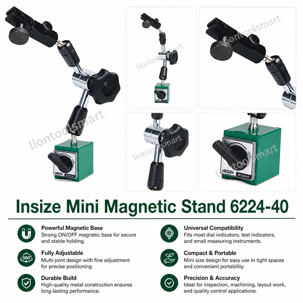 Insize Mini Magnetic Stand 6224-40 | Compact Magnetic Base for Dial Indicators