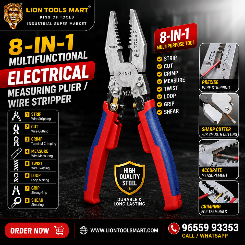 8-in-1 Multifunctional Electrical Measuring Plier / Wire Stripper | Wire Cutting, Crimping & Measuring Tool