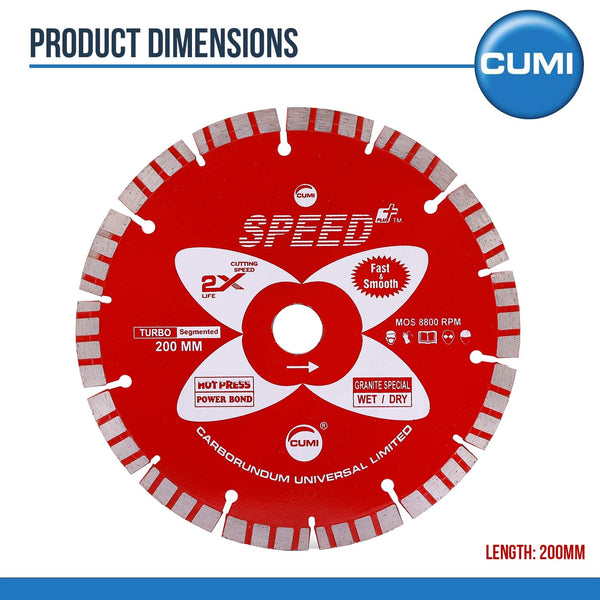 CUMI Speed Chamak Granite Cutting Saw Blade | Turbo Segmented (Wet & Dry)