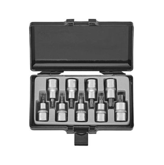 Craftshands 1/2 Inch 9 Pc Torx Socket Set | Star Bit Socket Set | CR-V Steel Heavy Duty