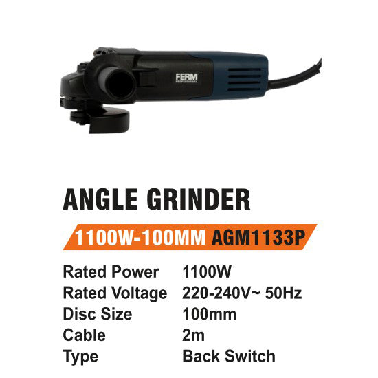 Ferm AGM1133P 4Inch/100mm Professional Angle Grinder 1100W
