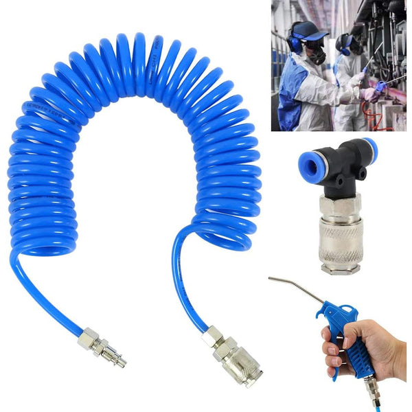 Air blow gun with hose and connector