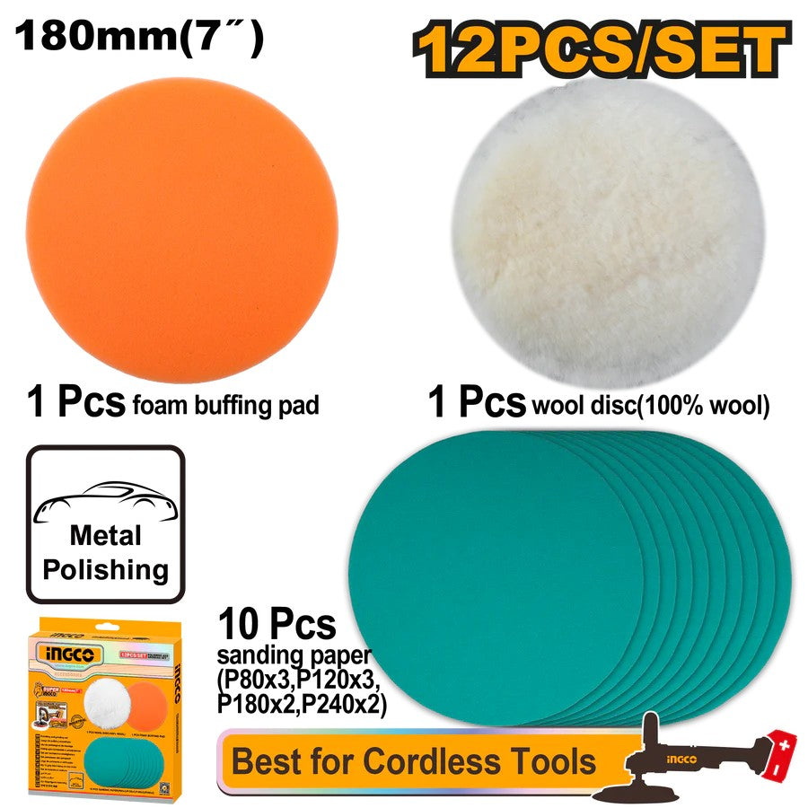 Ingco 7 Inch Polishing & Grinding Set APG18012 | Professional Angle Polisher & Grinder Kit