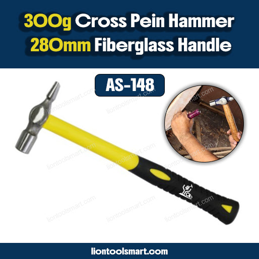 AS 300g Cross Pein Hammer with 280mm Fiberglass Handle AS-148 | Professional Cross Pein Engineering Hammer