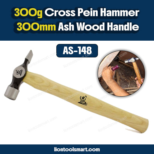 AS 300g Cross Pein Hammer with 300mm Ash Wood Handle AS-148 | Professional Cross Pein Engineering Hammer