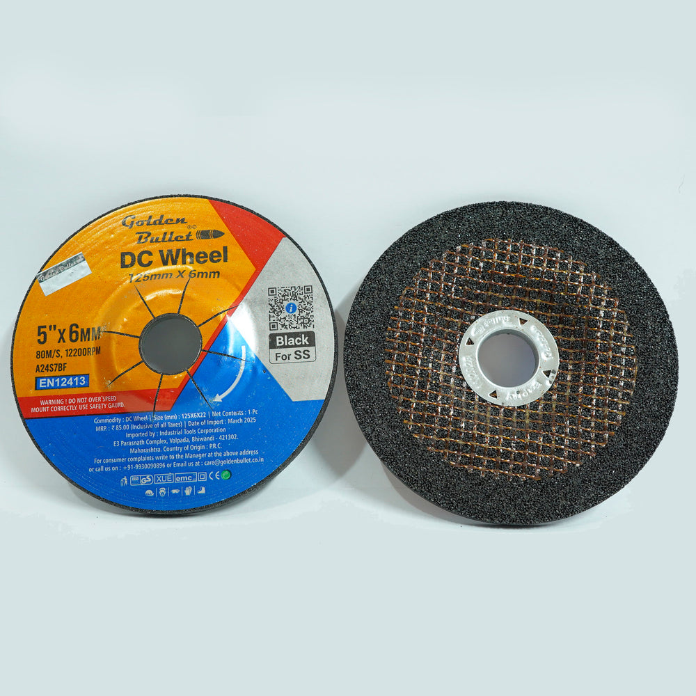 Bullet 5Inch Grinding Wheel 125x6x22mm Black | Heavy Duty Metal Grinding Disc