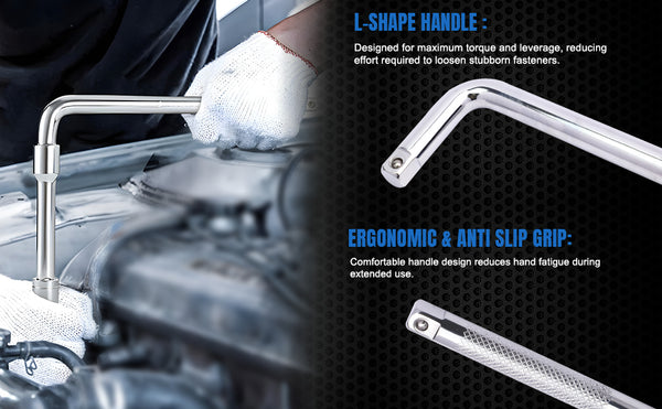 Baum L Handle, Art 419 L Handle, L-Handle Socket Tool, Socket Handle, Automotive Tool, Mechanical Tool, Workshop Hand Tool, Professional Handle, Fastening Tool