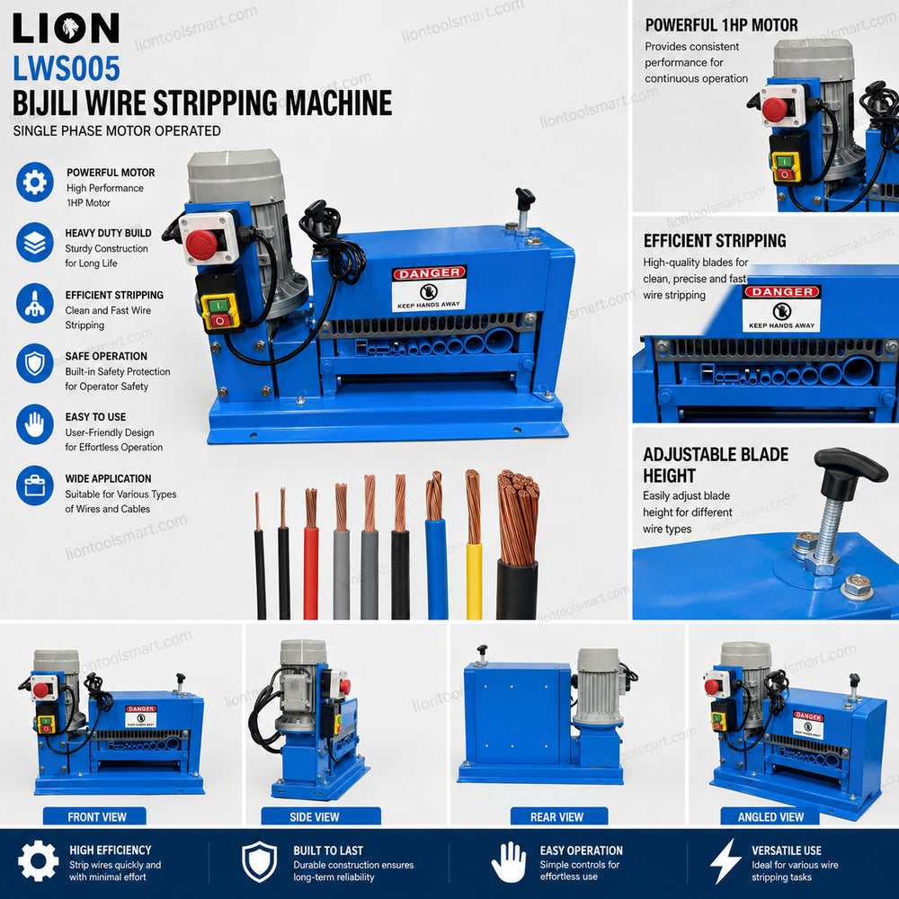 Lion 1HP Bijili Wire Stripping Machine LWS005 | 1.0MM TO 32MM | Single Phase Motor Operated