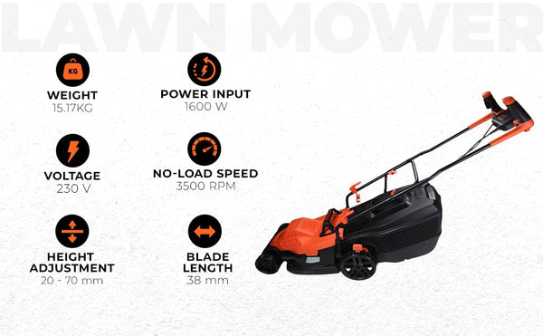 Black & Decker BEMW471BH Lawn Mower 1600W | High Power Electric Grass Cutting Machine