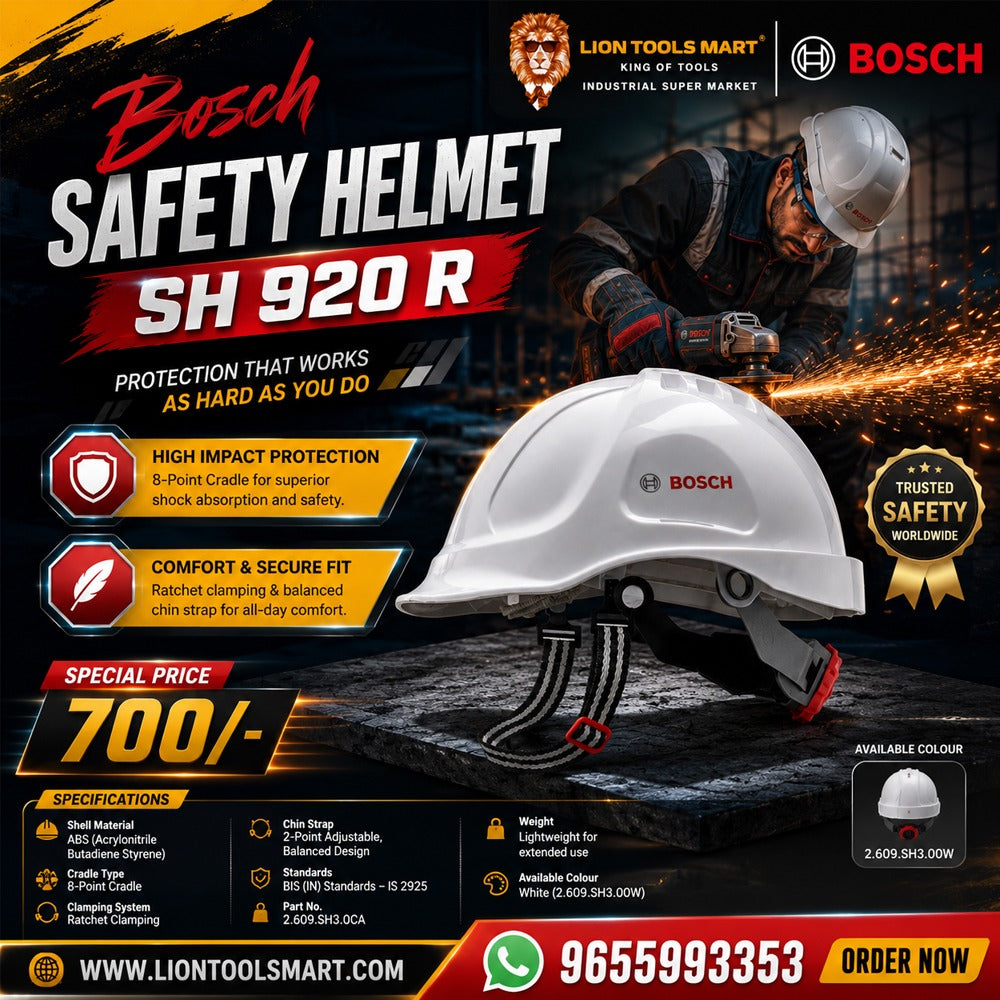 Bosch Industrial Safety Helmet SH 920 R (White, 8-Point Cradle)