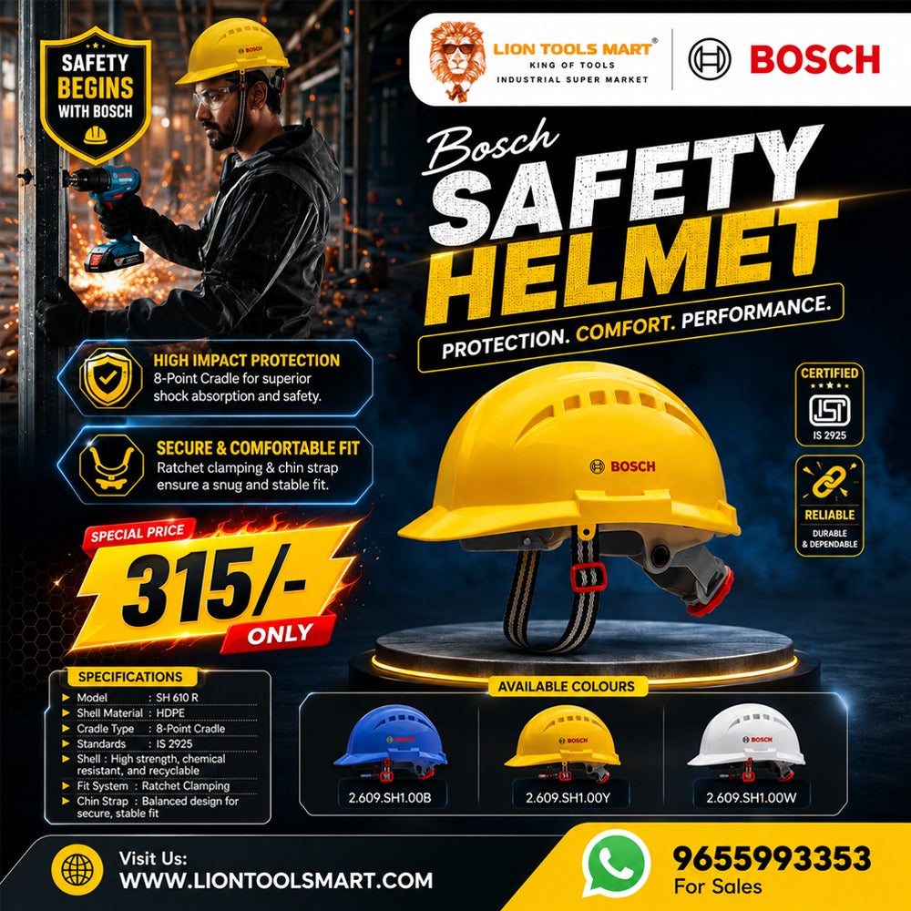 Bosch Industrial Safety Helmet (SH 610 R) – IS 2925 Certified Ratchet Fit