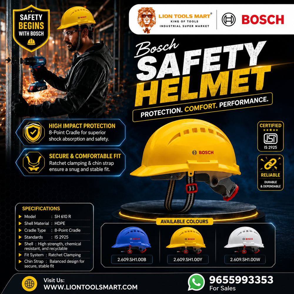 Bosch Industrial Safety Helmet (SH 610 R) – IS 2925 Certified Ratchet Fit