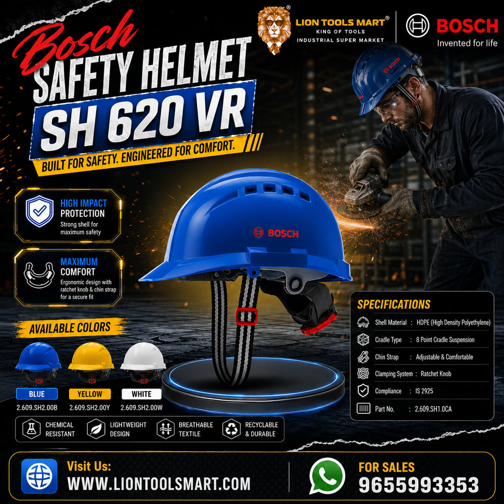 Bosch Safety Helmet SH 620 VR – High-Impact HDPE Industrial Hard Hat