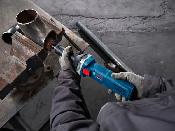 Bosch GGS 5 LS Professional 550W Straight Grinder with 7,000–32,000 RPM variable speed, 6mm collet, and restart protection. Ideal for grinding, deburring, polishing, weld finishing, and industrial fabrication.