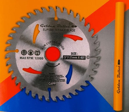 Bullet 5Inch x 40T TCT Saw Blade with Pencil | 125mm Wood Cutting Circular Blade