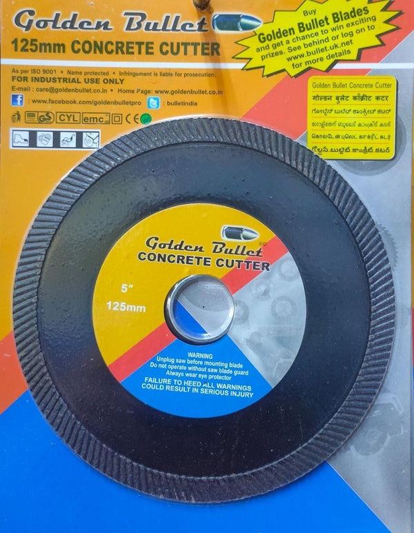 Bullet 5 Inch Concrete Cutter 125mm Black | Heavy Duty Cutting Disc for Masonry & Concrete
