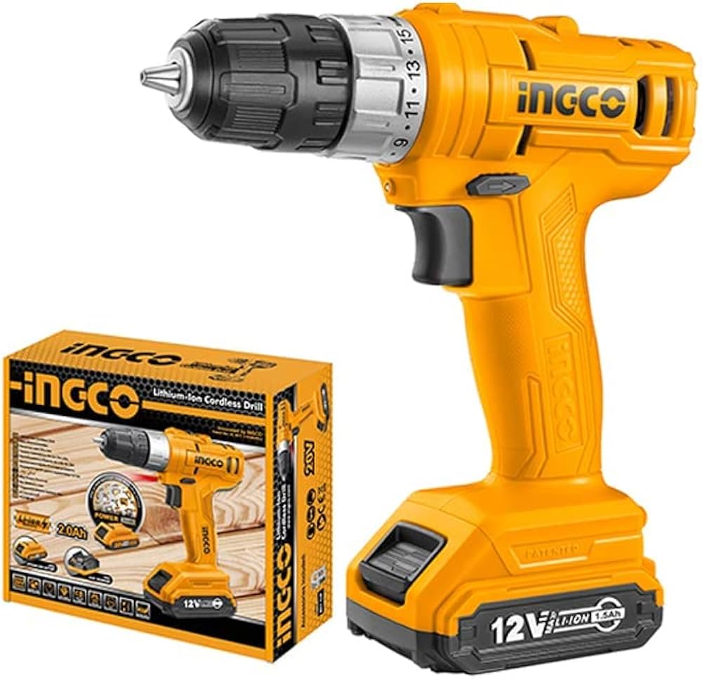 Ingco CDLI1211 10mm 12V Cordless Screw Drill | 50Nm Heavy-Duty, 600RPM