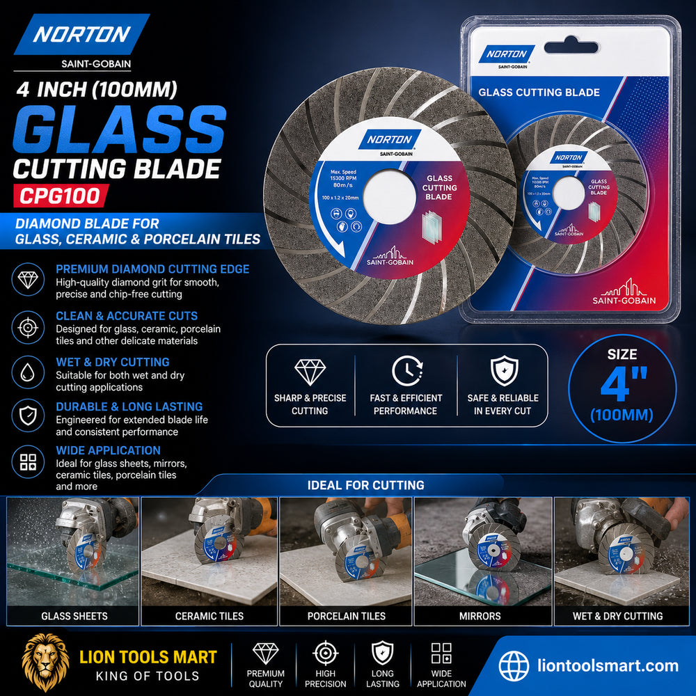 Norton 4 Inch (100mm) Glass Cutting Blade CPG100 | Diamond Blade for Glass, Ceramic & Porcelain Tiles