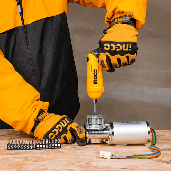 Ingco 19Pcs Electric Cordless Screwdriver Set 4V CSDLI0442 | Rechargeable Screwdriver Kit
