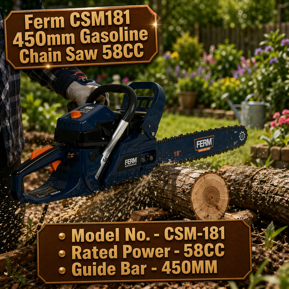 Ferm CSM181 18Inch/450mm Gasoline Chain Saw 58CC