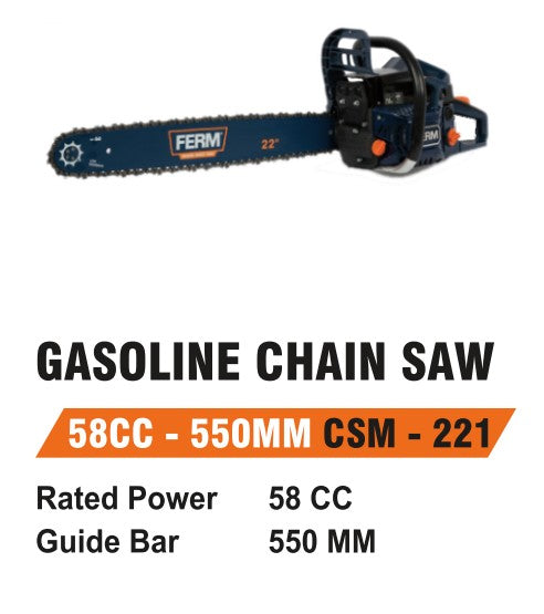 Ferm CSM221 22Inch/550mm Gasoline Chain Saw 58CC