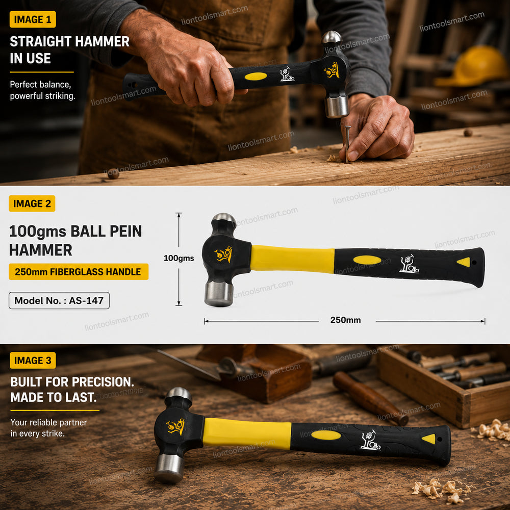 AS 100g Ball Pein Hammer with 250mm Fiberglass Handle AS-147 | Professional Machinist Hammer