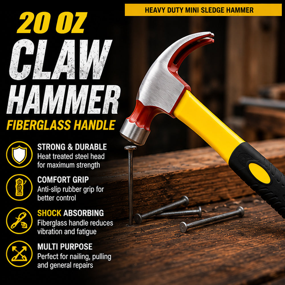 AS 20 OZ Claw Hammer with 315mm Fiber Handle AS-156 | Heavy Duty Professional Carpenter Claw Hammer