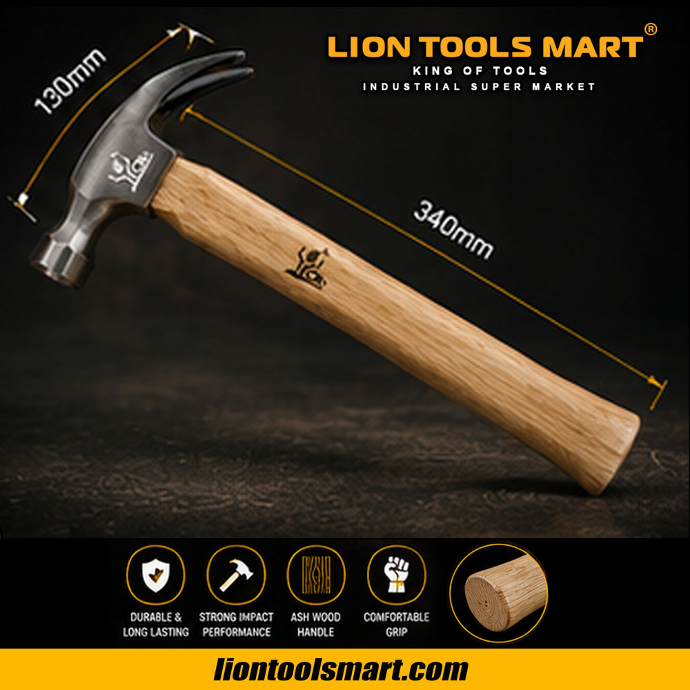 AS 16 OZ Claw Hammer with 315mm Ash Wood Handle AS-156 | Heavy Duty Professional Carpenter Claw Hammer