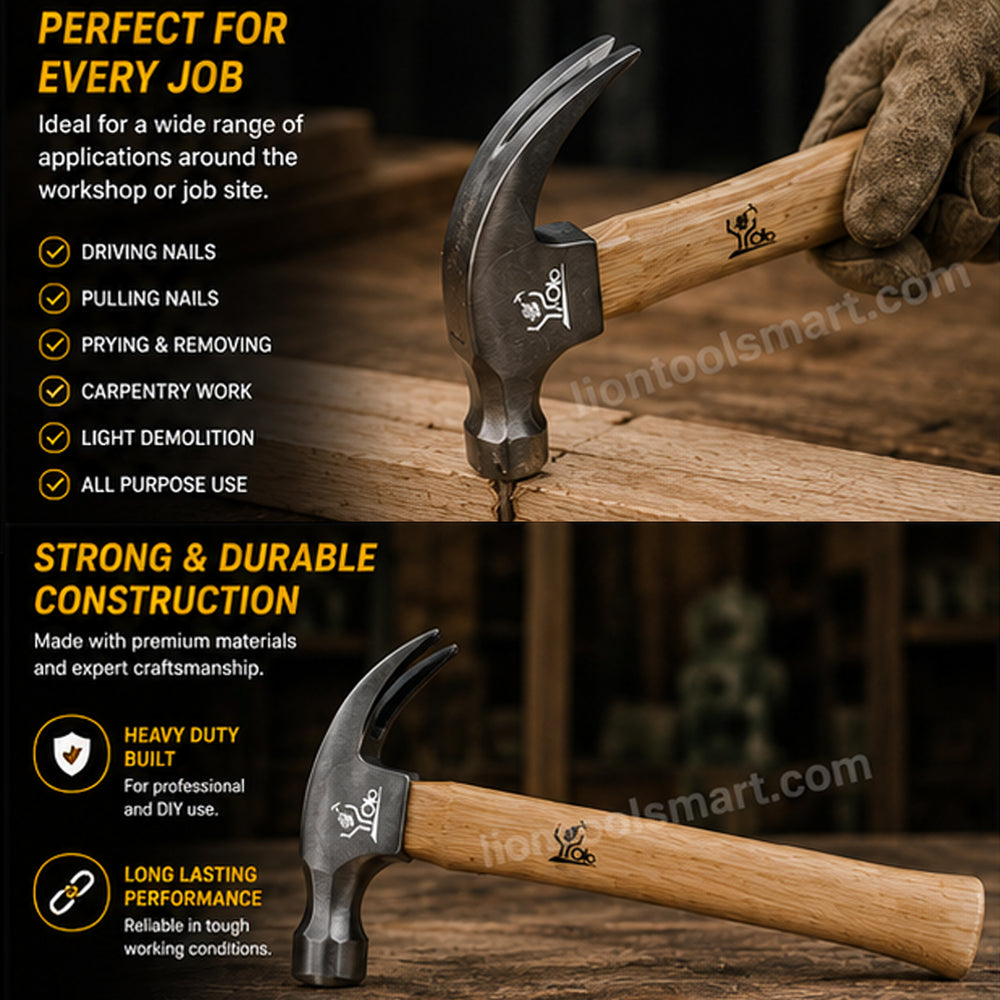 AS 8 OZ Claw Hammer with 300mm Ash Wood Handle AS-156 | Professional Carpenter Claw Hammer