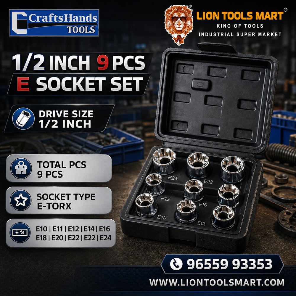 CraftsHands 1/2-Inch Drive E-Torx Socket Set (9 Pieces) | Professional External Star Sockets