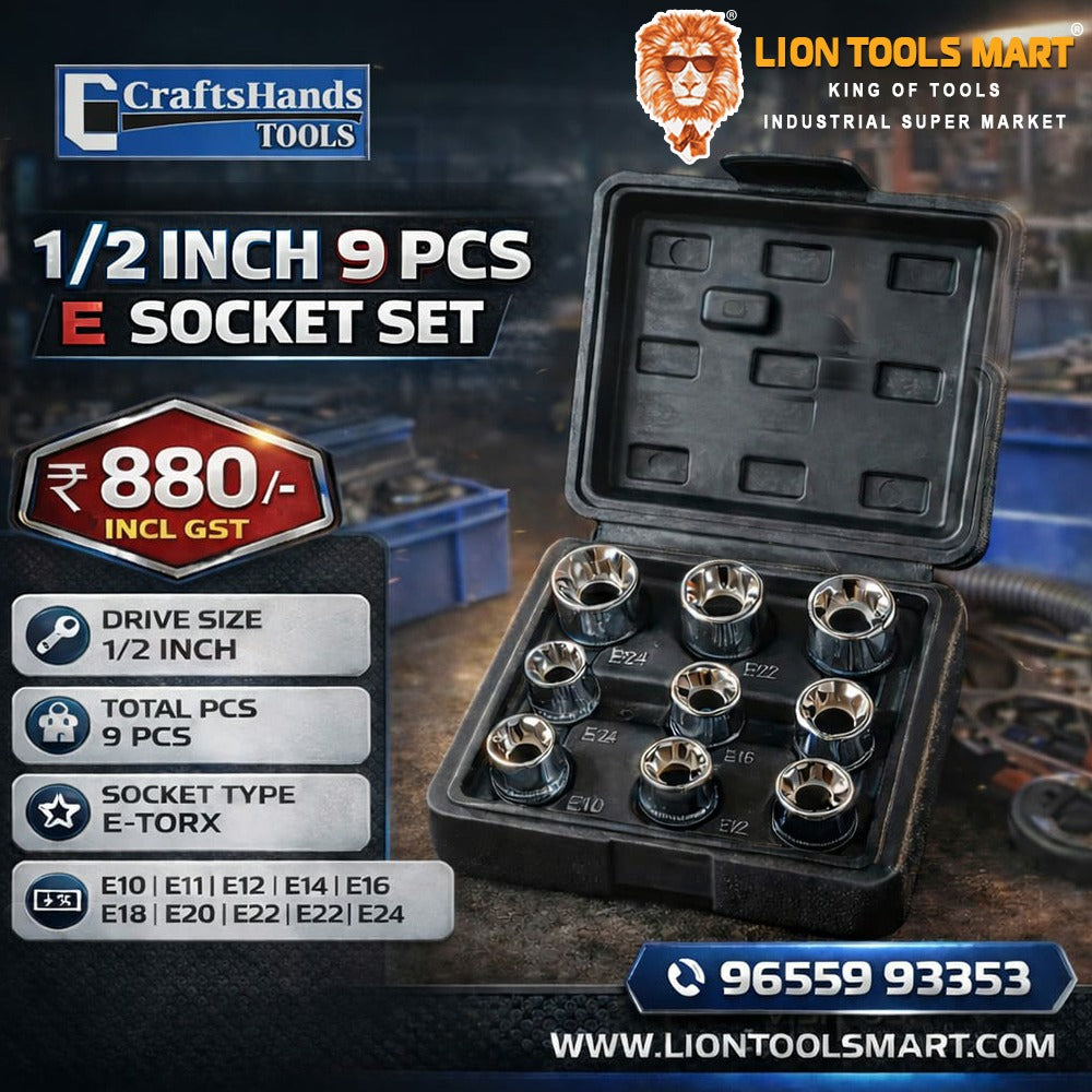 CraftsHands 1/2-Inch Drive E-Torx Socket Set (9 Pieces) – Professional External Star Sockets