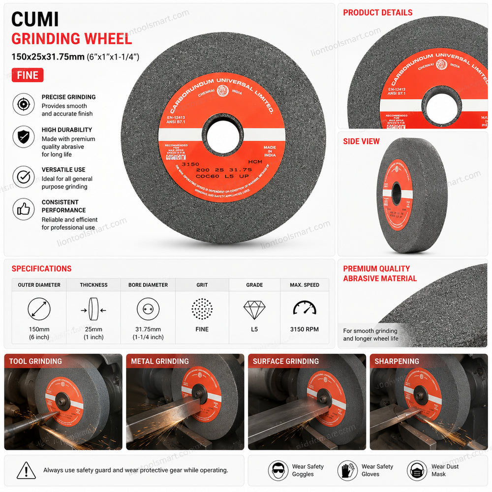 Cumi Grinding Wheel 150x25x31.75mm Fine | Precision Abrasive Grinding Wheel
