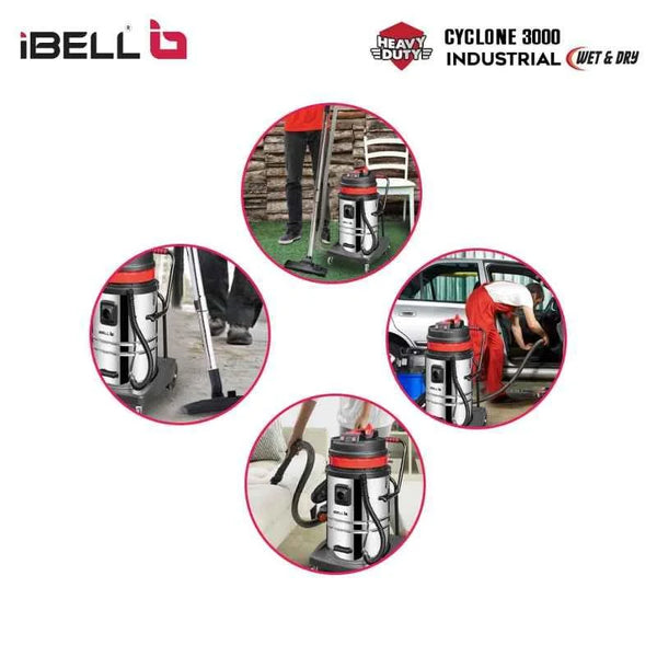 Cyclone 3100 Industrial Wet & Dry Vacuum Cleaner 3000W with Dual Motors, 70L Stainless Steel Tank, 22kPa Vacuum Pressure and HEPA Filter