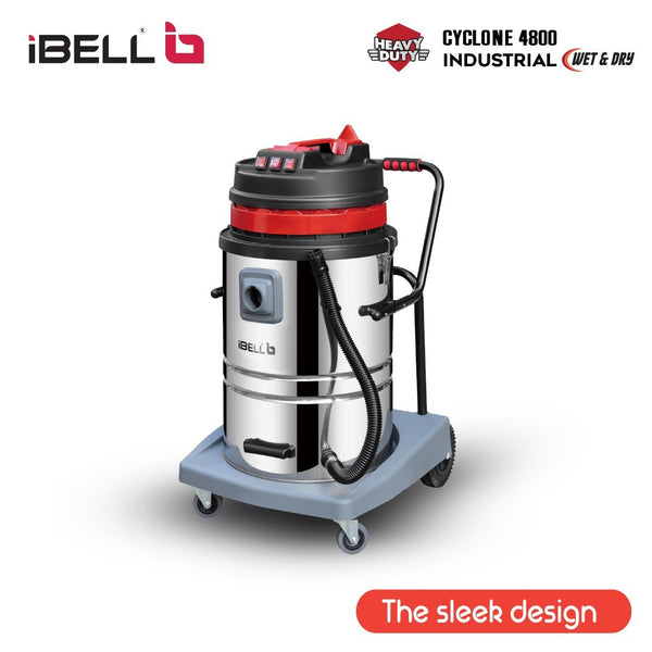 Cyclone 4500 Industrial Wet & Dry Vacuum Cleaner 4500W with Three Motors, 80L Stainless Steel Tank, 25kPa Vacuum Pressure and HEPA Filter