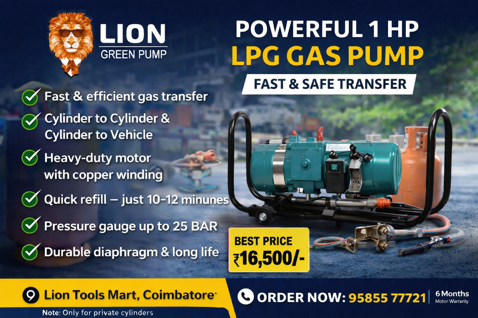 Cylinder to Cylinder Gas Transfer Machine Pump Kit for Car