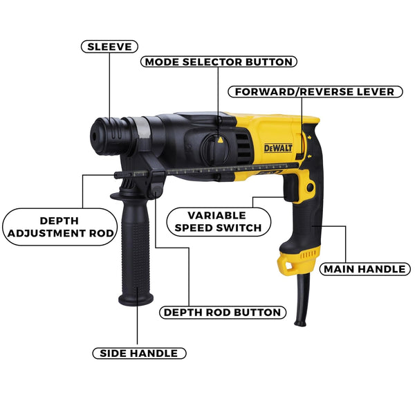 Dewalt D25133K-IN 26mm SDS Plus Hammer 800W 3-Mode | Professional Rotary Hammer Drill